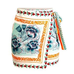Micas floral wrap knot mini skirt